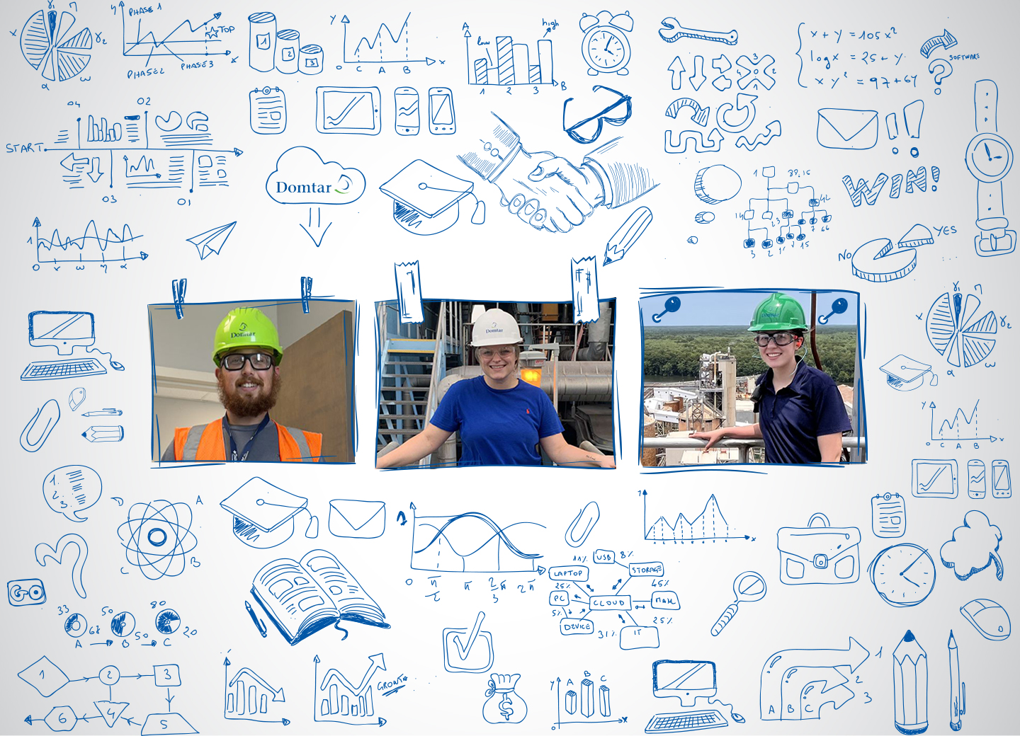 These three students are completing Domtar internships. Learn more in our Newsroom story for National Intern Day on newsroom(dot)domtar(dot)com.