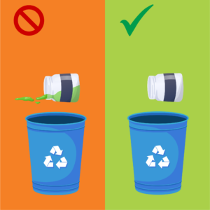 Vous n'avez pas besoin d'enlever les étiquettes ni de laver les contenants alimentaires. Il suffit de les rincer et de les recycler.