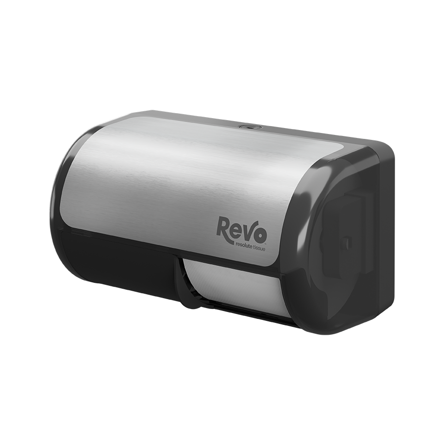 Revo® Twin Hi-Capacity Small Core Tissue Dispenser, Stainless Finish