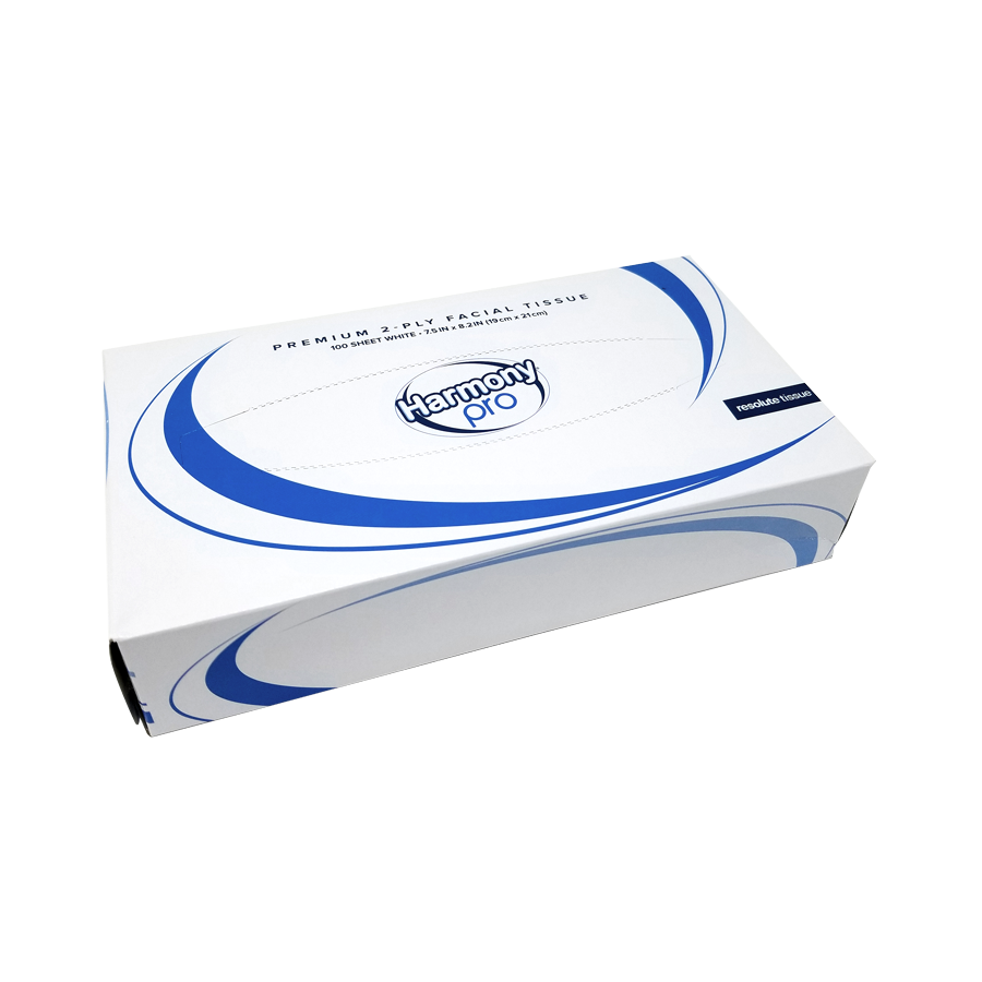 Harmony Pro Facial Tissue, 2-ply, 100 sheets/flat box