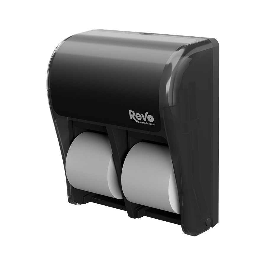 Revo® Quad Hi-Capacity Small Core Tissue Dispenser, Black Finish