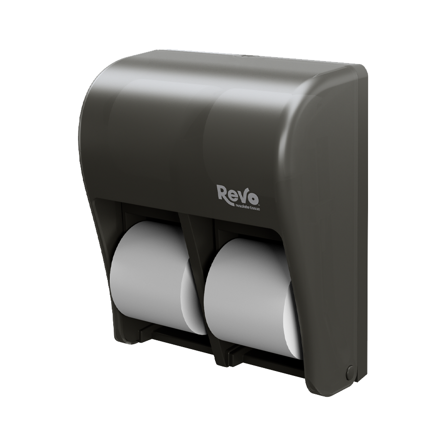 Revo® Quad Hi-Capacity Small Core Tissue Dispenser, Smoke Finish