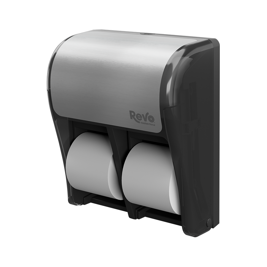 Revo® Quad Hi-Capacity Small Core Tissue Dispenser, Stainless Finish