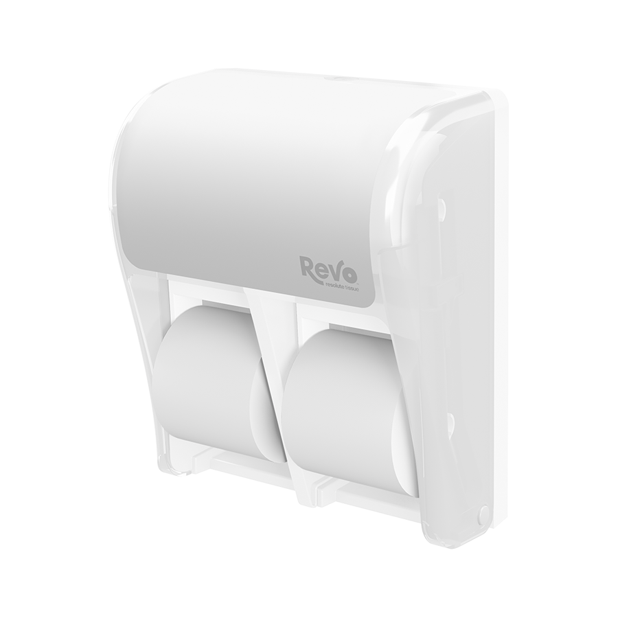 Revo® Quad Hi-Capacity Small Core Tissue Dispenser, White Finish