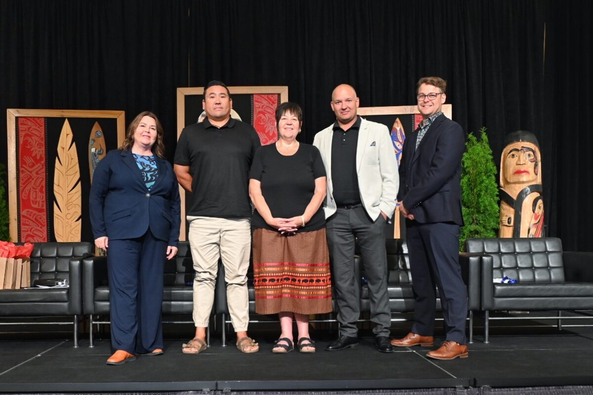 moderator and the panelists at Domtar's Indigenous Partnerships Across Canada discussion at IROC.