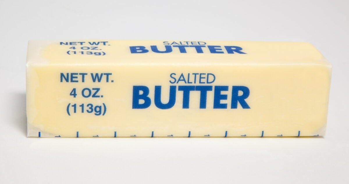 Stick of salted butter. Horizontal.-For more dairy, click here. DAIRY