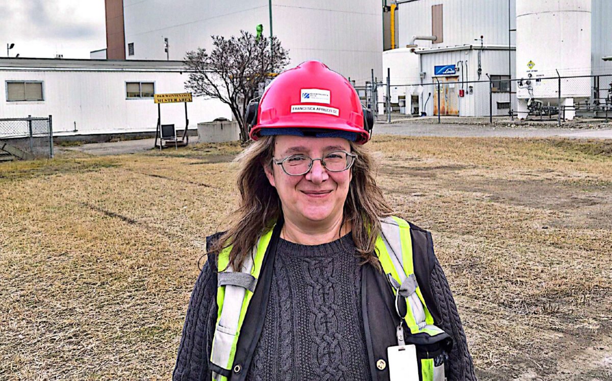 Francesca Apruzzese, technical manager at Domtar’s Skookumchuck mill is pictured in front of the mill