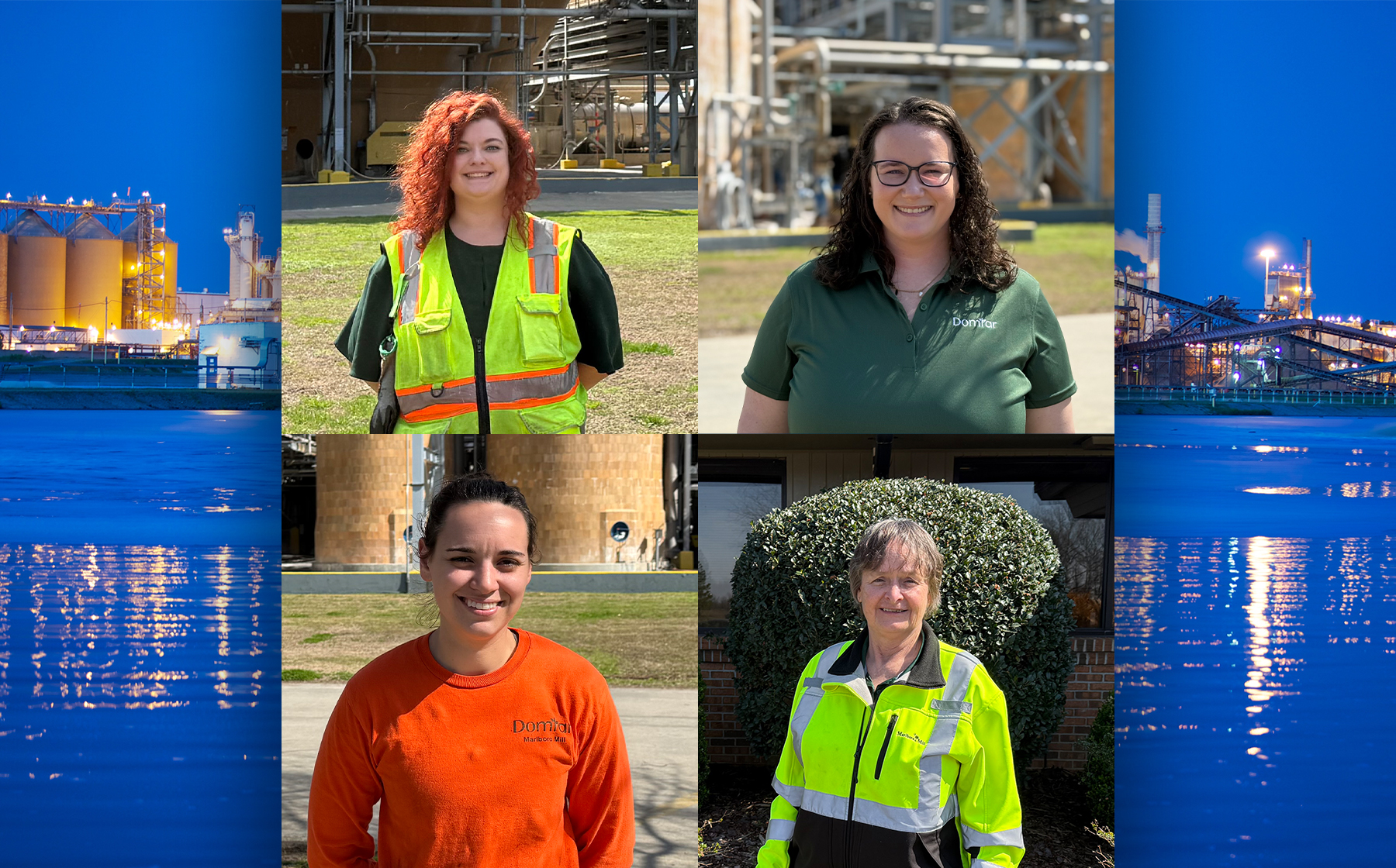 The four women leaders are pictured individually around the Marlboro mill.